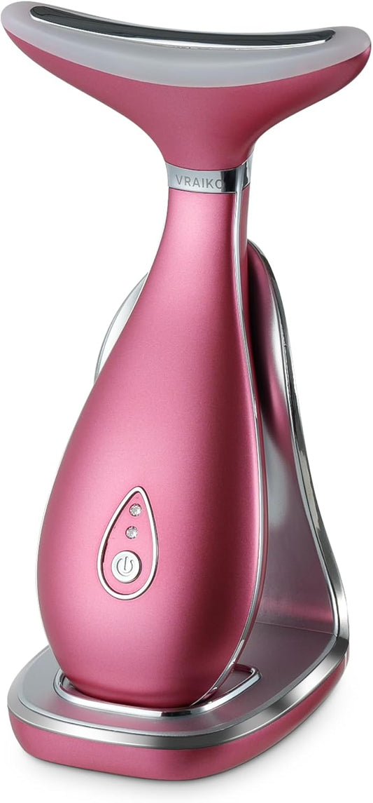 VRAIKO Lily Neck Face Massager, Face Sculpting Tool, 3-in-1 Facial Device with Thermal, Triple Action Care, for Enhanced Absorption Radiance Contouring Elasticity and Lymphatic Drainage (With Stand)
