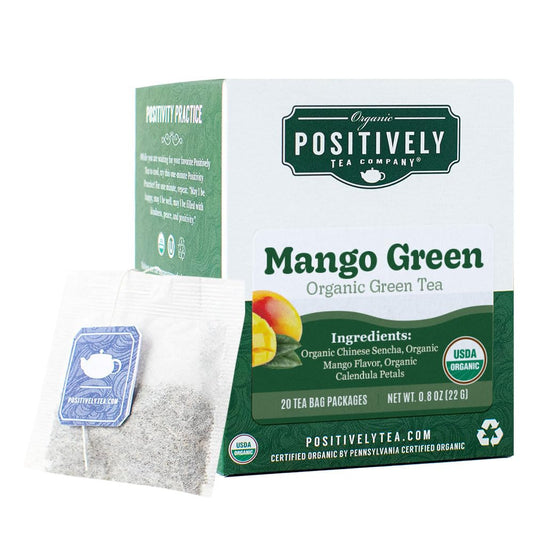 Organic Positively Tea Company, Mango Green Tea Bags, 20 Count