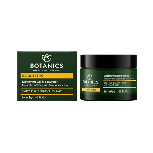 Botanics Clarifying Gel Moisturizer - Mattifying Facial Moisturizer with Salicylic Acid from Willow Bark - Reduces Shine & Improves Skin Texture - Vegan & Cruelty-Free (1.69 Fl Oz)
