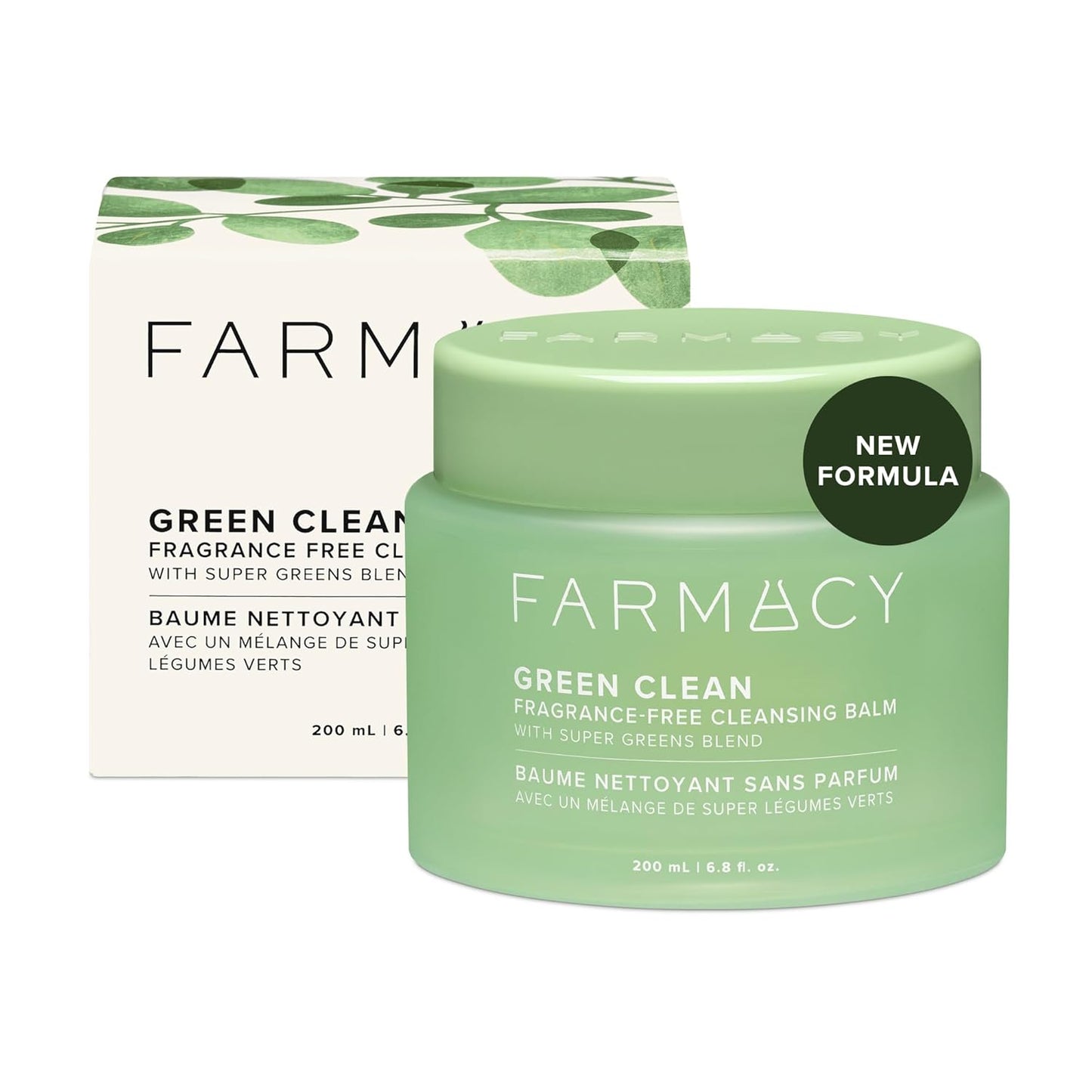 Farmacy Makeup Remover Cleansing Balm - Green Clean Waterproof Makeup Remover + Oil Based Cleanser - Newly Formulated Double Cleanser with Plant Based Waxes + Upcycled Moringa - Fragrance Free (200ml)