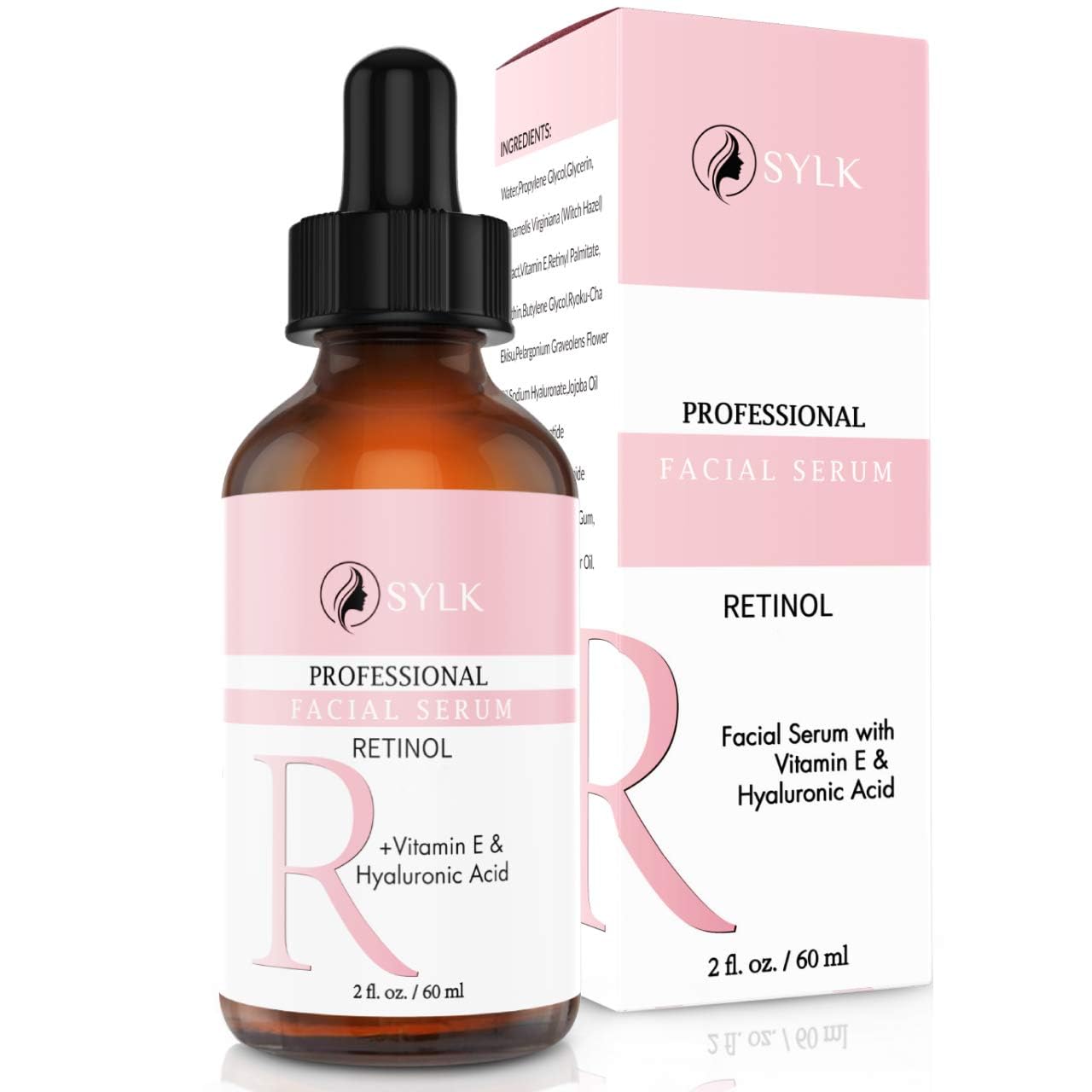 Sylk Retinol Serum for Face with Hyaluronic Acid & Vitamin E & A - Anti Aging, Fine Lines, Wrinkles, Resurfacing, Acne Scars, Skin Brightening, Dark Spots - Microneedling Retinoids for Face - 2 fl oz
