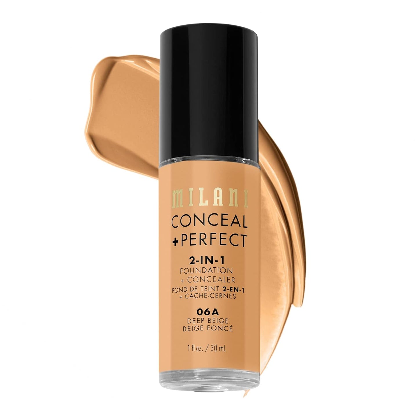 Milani Conceal + Perfect 2-in-1 Foundation + Concealer for a Flawless Complexion, Under Eye Corrector, Cover Redness and Imperfections, Waterproof and Sweatproof - Deep Beige
