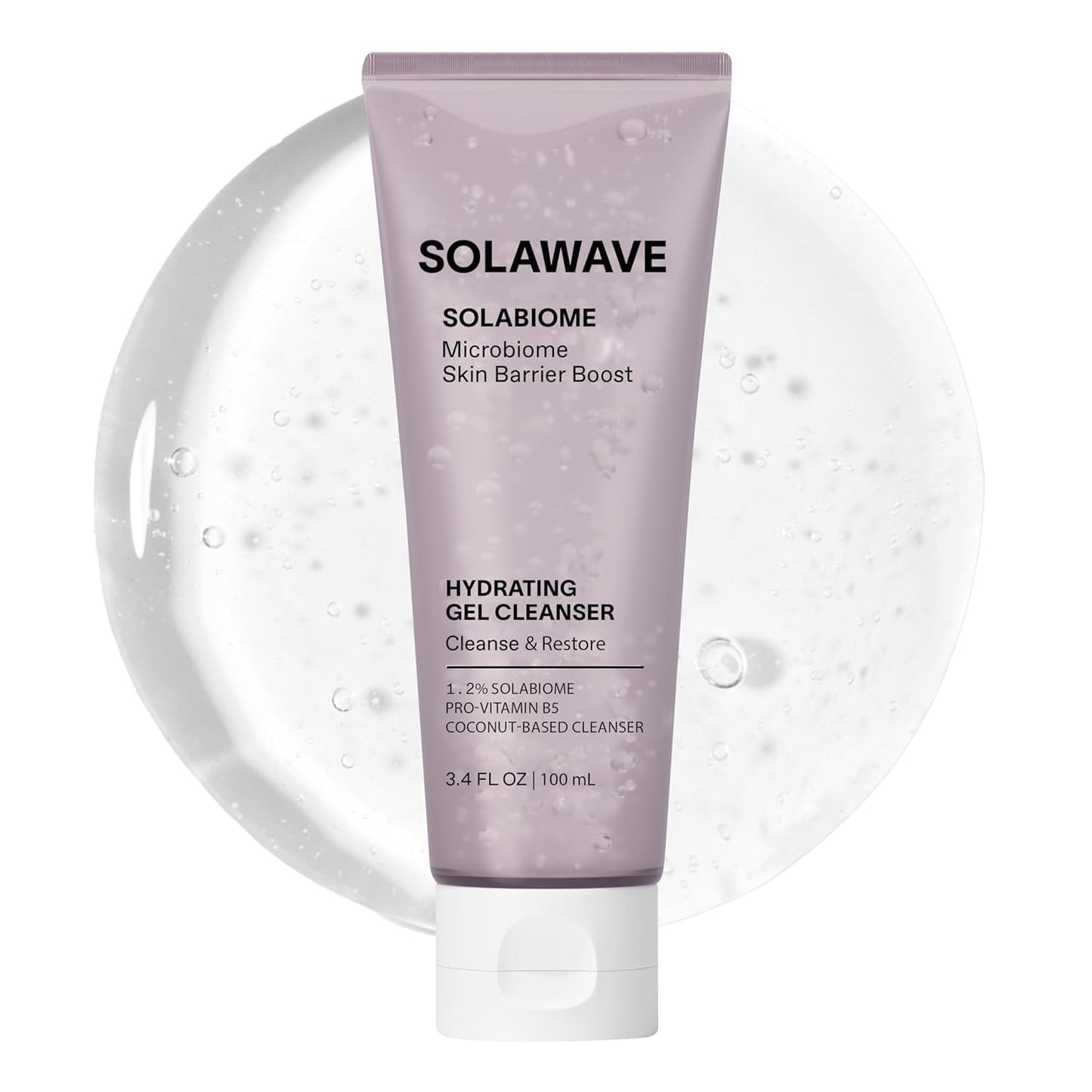 Solawave Probiotic Gel Facial Cleanser with Prebiotics and Pro Vitamin B5, Hydrating and Soothing Formula to Remove Makeup and Reduce Blemishes - Non-Comedogenic for All Skin Types (3.4 FL OZ)