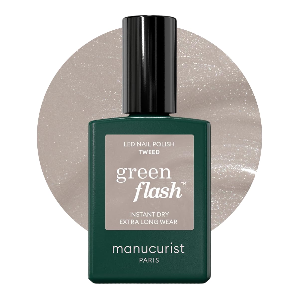 Manucurist Green Flash LED Tweed Gel Nail Polish - Vegan, 12-Free, Plant-Based Gel Polish - Strengthens and Protects the Nail - Made in France - 0.5 fl oz