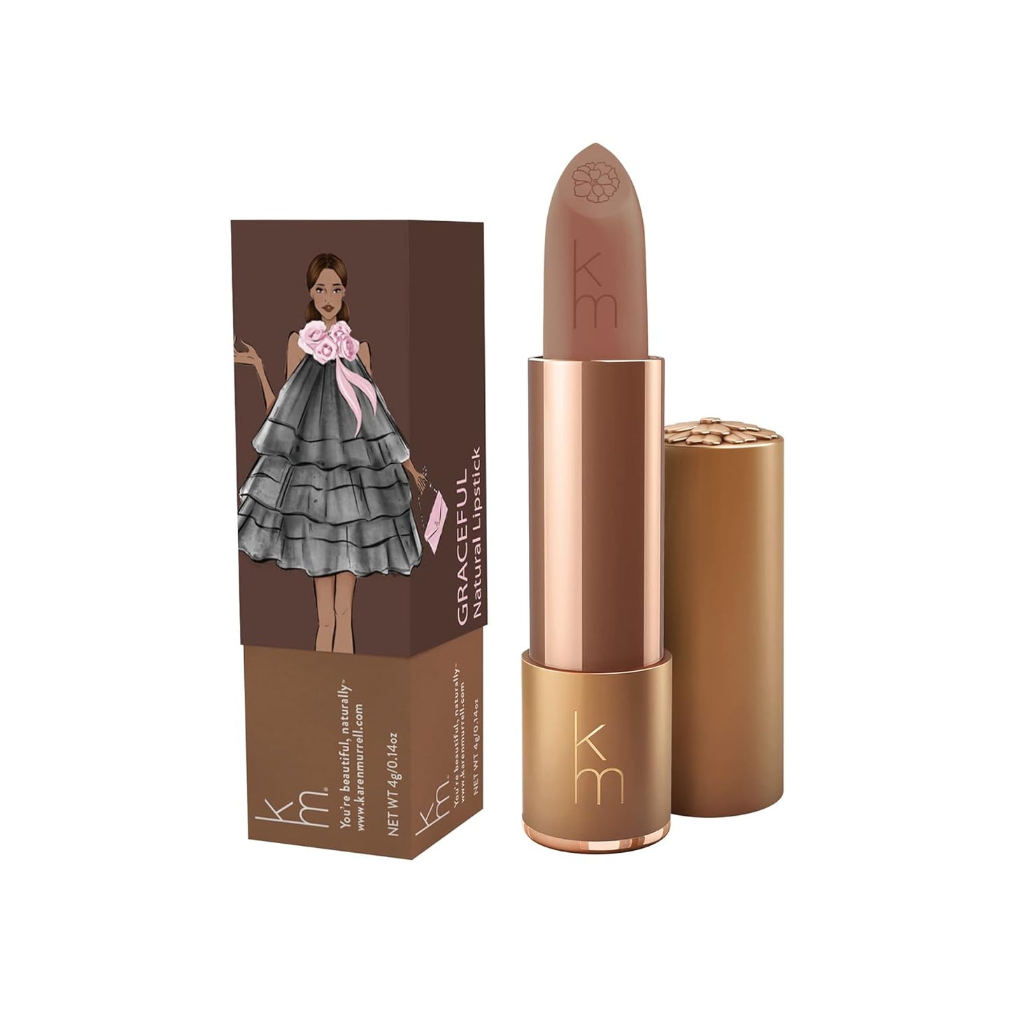 Karen Murrell - Natural Lip Stick - Lipstick 27 Graceful - Brown Lipstick - Matte Finish, 100% Natural Ingredients, Moisturizes & Hydrates Lips - Paraben & Cruelty Free
