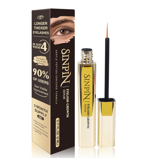 SINPIN Lash Serum for Eyelash Growth | Eyelash Serum without Prostaglandin, Premium Formula with Biotin, Panthenol & Peptides for Longer Thicker Lashes - Suero Para Pestañas Crecimiento, 5ML