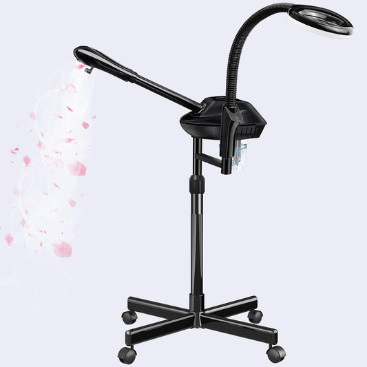 Professional Facial Steamer, 2 in 1 Facial Steamer with 5X Magnifying Lamp, Ozone Face Steamer, Suitable for Home or Beauty Spa Use