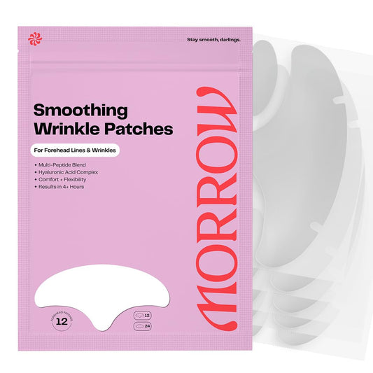 Morrow Beauty - Peptide-Infused Smoothing Forehead Wrinkle Patches - Overnight Patches for Smoothing Fine Lines and Wrinkles, Anti Aging Stickers for Forehead, Bonus Smile Line (36 Count)