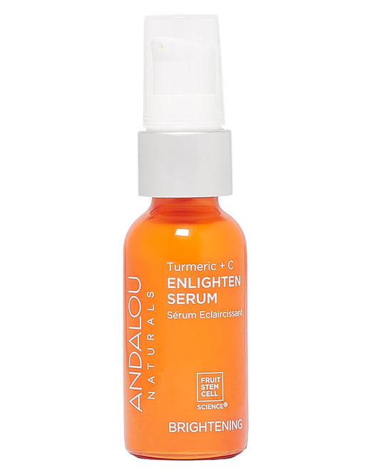 Andalou Naturals Turmeric + Vitamin C Enlighten Serum | Illuminating Face Treatment for Uneven Tone & Sun Damage | With Turmeric and Fruit Stem Cells | 1.1 fl oz