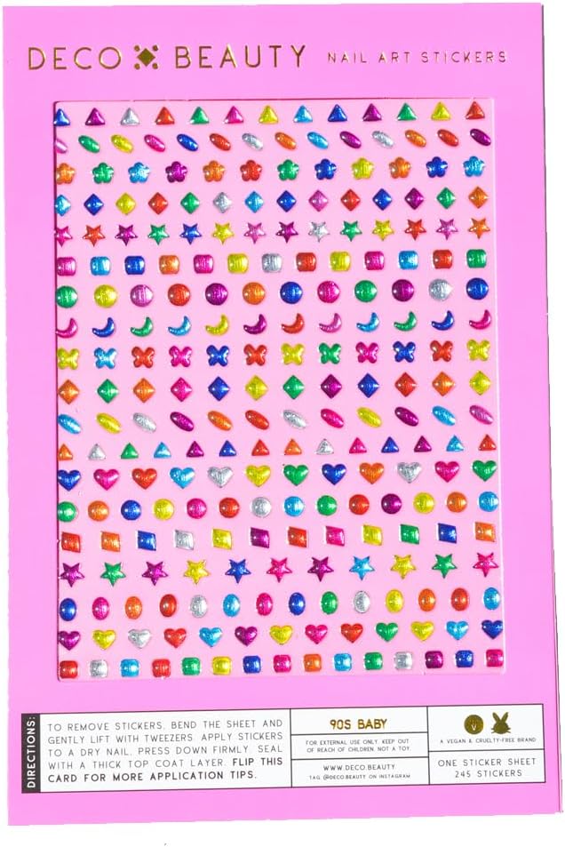 Deco Beauty 90s Baby Nail Stickers - Lightweight & Easy-to-Apply Nail Art with Cute & Trendy Designs - Durable & Long-Lasting Nail Stickers for Women, Ideal for DIY Manicures