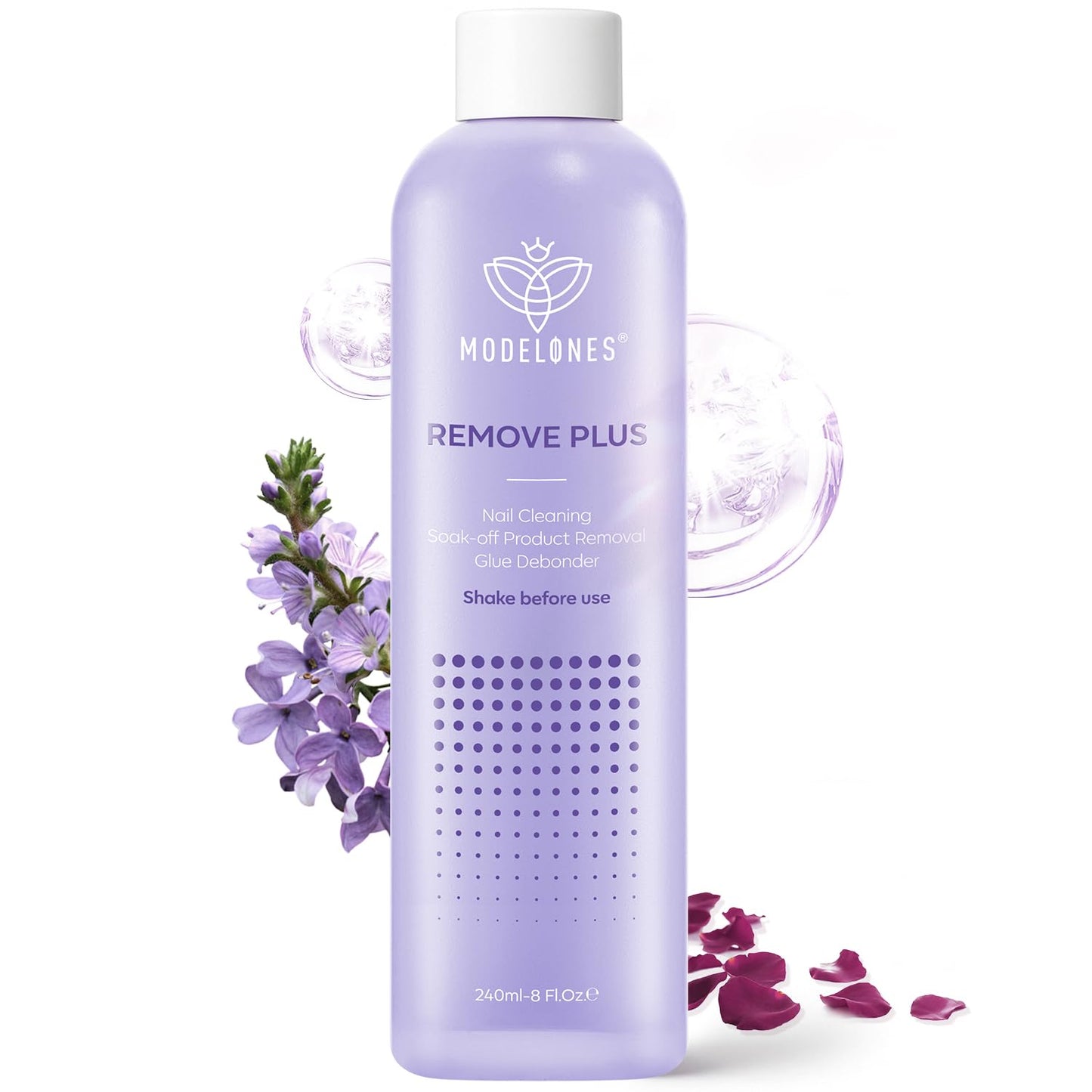 Modelones Acetone Nail Polish Remover, Gel Polish Remover with Jojoba Oil Gentle Professional Soak Off Removal for Press On Nails Glue Acrylic Dip Powder Nail Care Gift for Women 8 Fl Oz, Lavender