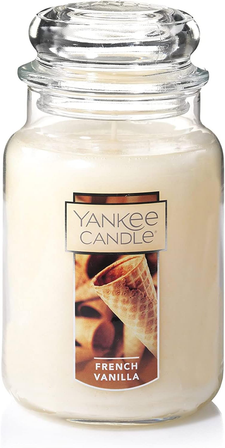 Yankee Candle French Vanilla Scented Classic 22oz Large Jar Single Wick Candle Over 110 Hour Burn Time Ideal for Entertaining Personal Relaxation Gifting