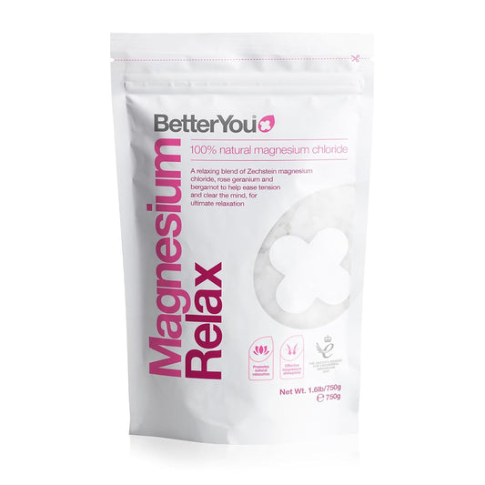 BetterYou Magnesium Relax Bath Flakes - Body Recovery Bath Salts with Magnesium - For Skin Health & Sore Muscle Relief - With Essential Oils - 1.6 lb