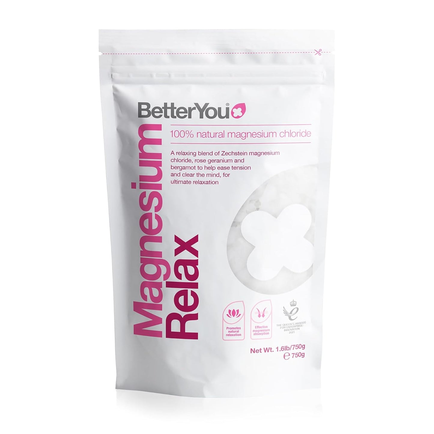 BetterYou Magnesium Relax Bath Flakes - Body Recovery Bath Salts with Magnesium - For Skin Health & Sore Muscle Relief - With Essential Oils - 1.6 lb