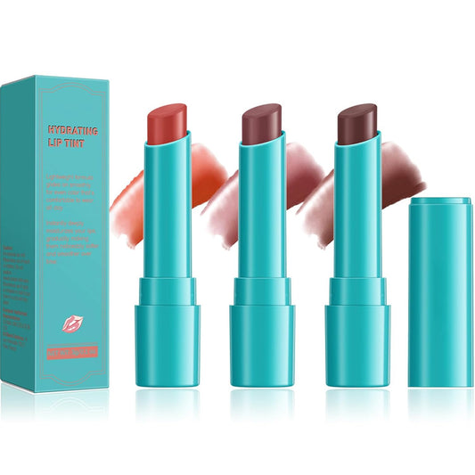 3PCS Hydrating Lip Tint Lipstick Set,Long-Lasting Matte Finish Moisturizing Tinted Balm,Natural Ingredients Strong Moisturizing Lipstick,Waterproof Lip Gloss Non-Stick Cup Lip Tint Stain(SET B)