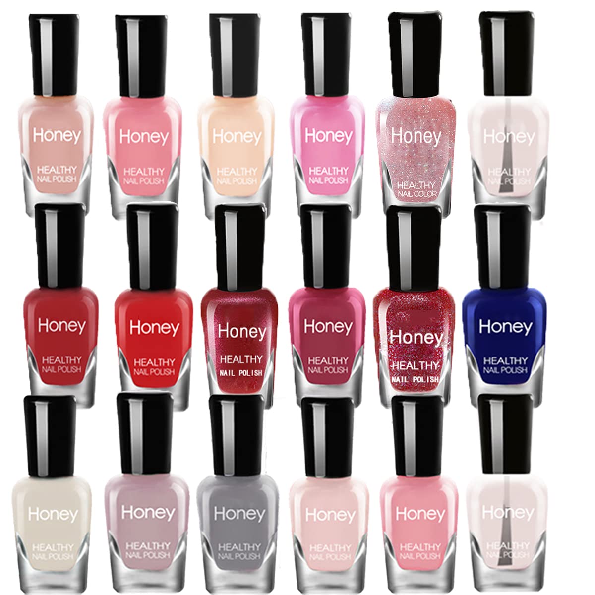 Non Toxic Nail Polish Set, Easy Peel Off and Fast Dry NailPolish Set for Pack, Eco Friendly and Organic Water Based Nail Polish for Women,Teens(18 Bottles)