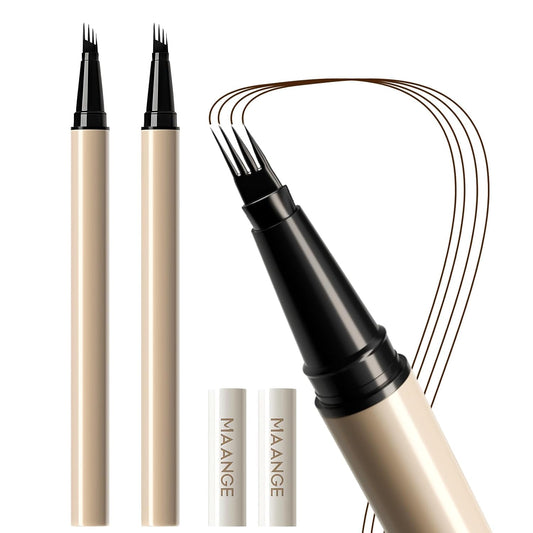 MAANGE Liquid Brow 4-Fork-Tip，Ultra-fine Waterproof EyeBrow Pencil,Long-lasting, Smudge-Proof, Creates Natural Tint,Deep Brown,B202-2pcs