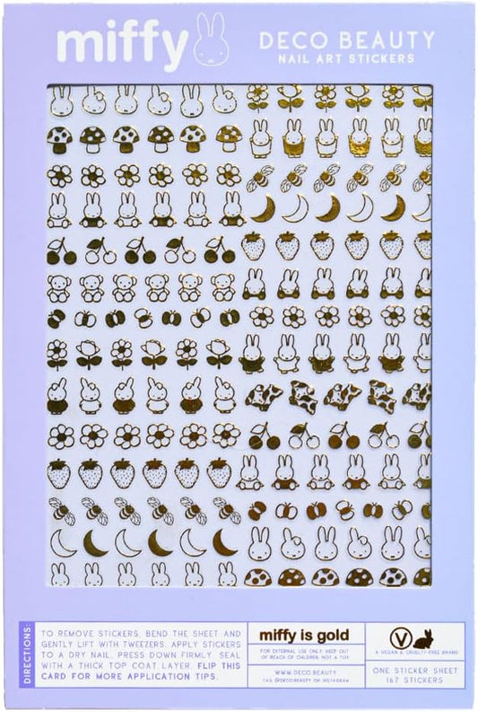 Deco Beauty Miffy is Gold Nail Stickers - Lightweight & Easy-to-Apply Nail Art with Trendy Design - Durable & Long-Lasting Nail Stickers for Women, Ideal for DIY Manicures & Salon-Quality Nails