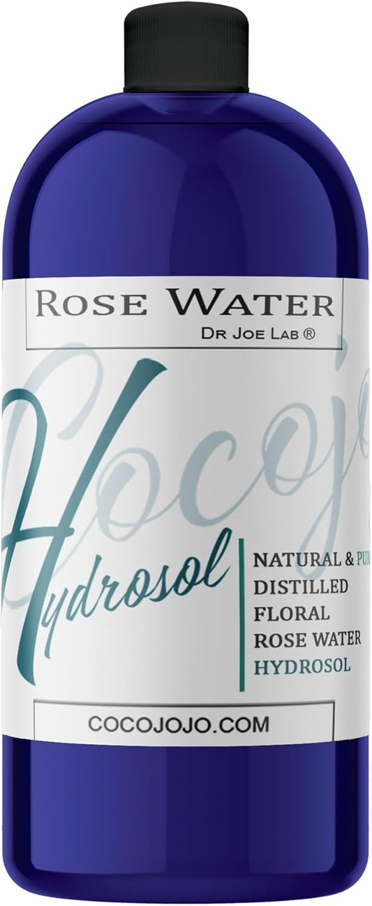 Rose Hydrosol Water Spray Toner 32 oz for Face Hydrating Mist Hydration Pure & Natural Rosewater Hydrosol All Skin Types Face Skin Pores Body Locs Cleansing Bulk Refill COCOJOJO - Packaging May Vary
