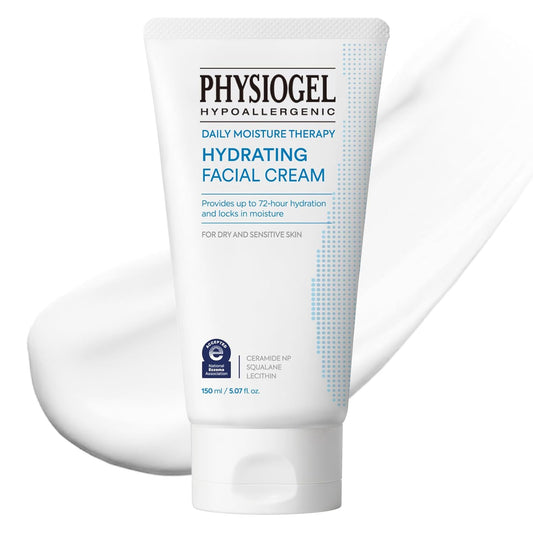 Physiogel Daily Hydrating Facial Moisturizer Lightweight Cream, 72 hrs Hydration for Dry & Sensitive Skin, Korean skin care, Fragrance-Free, Non-Comedogenic, Dermatologist-Tested, Ceramide, Squalane.