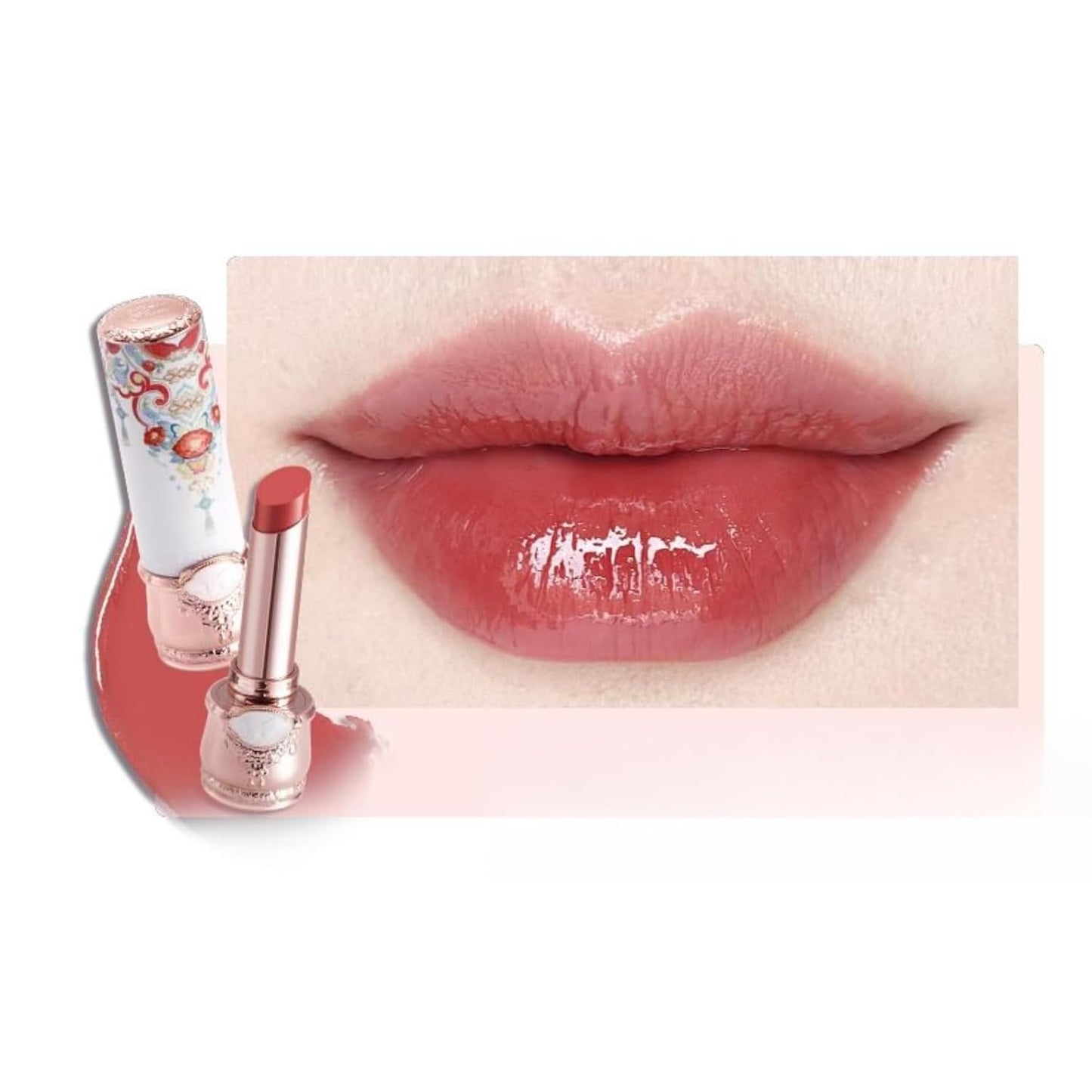 Flower Knows Butterfly Cloud Collar Glossy Lipstick,Hydrating Solid Lip Gloss,Moisturizing Red Tinted Lip Balm,Long Lasting Lip Gloss in Balm for Girls&Women,Vegan & Cruelty-Free(C09 Camellia)