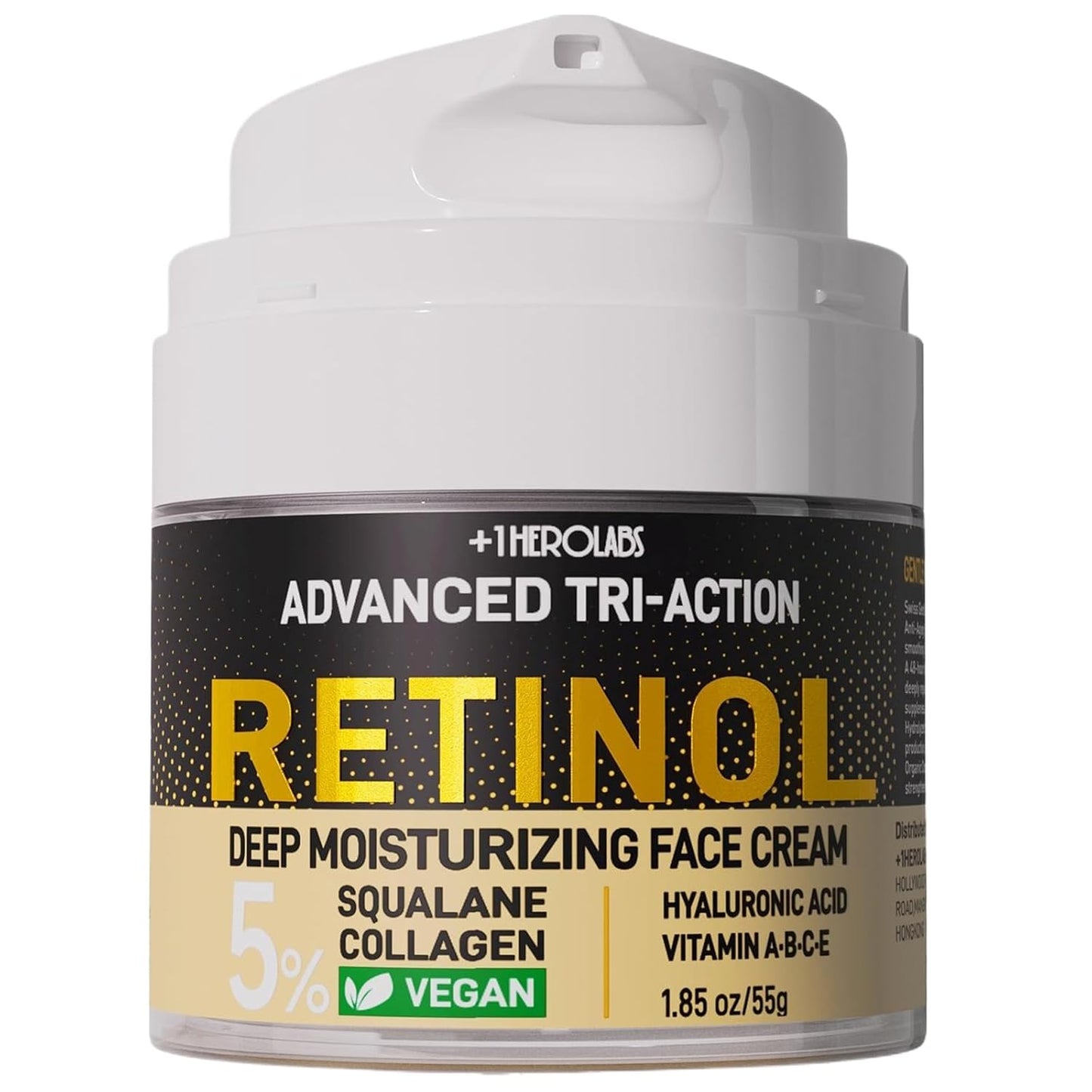 Retinol Moisturizer Anti-Aging Face Cream - Triple Retinol, 5% Squalane, Hyaluronic Acid, Collagen, Peptides, Niacinamide - Hydrating & Firming Wrinkle Night Cream, Fragrance Free, 1.85oz (Pack of 1)