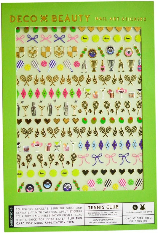 Deco Beauty Tennis Club Nail Stickers - Trendy, Long-Lasting Nail Art Decals – Easy DIY Application for Salon-Quality Manicures