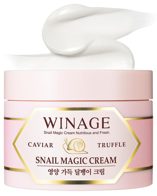 Coreana WINAGE Caviary Truffle Snail Cream - Korean Snail Mucin Moisturizer - Daily Repair Anti-Aging Cream for Face - Deep Hydration, Rejuvenating, Non-Sticky, 3.5oz.