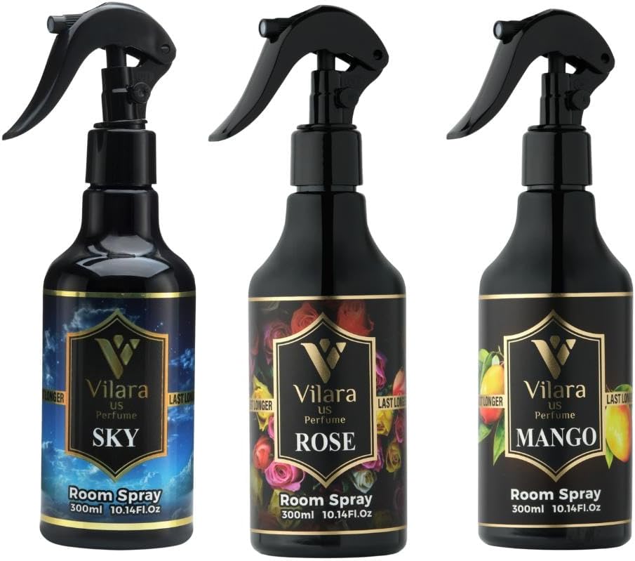 Room Spray Air Freshener –Odor Eliminator Spray for Home, Bathroom & Office – Long Lasting Floral Mist Deodorizer, Non Toxic Natural Air Spray for Bedding10.14 fl oz (Sky-Rose-Mango)