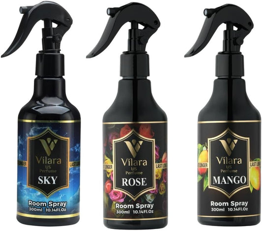 Room Spray Air Freshener –Odor Eliminator Spray for Home, Bathroom & Office – Long Lasting Floral Mist Deodorizer, Non Toxic Natural Air Spray for Bedding10.14 fl oz (Sky-Rose-Mango)