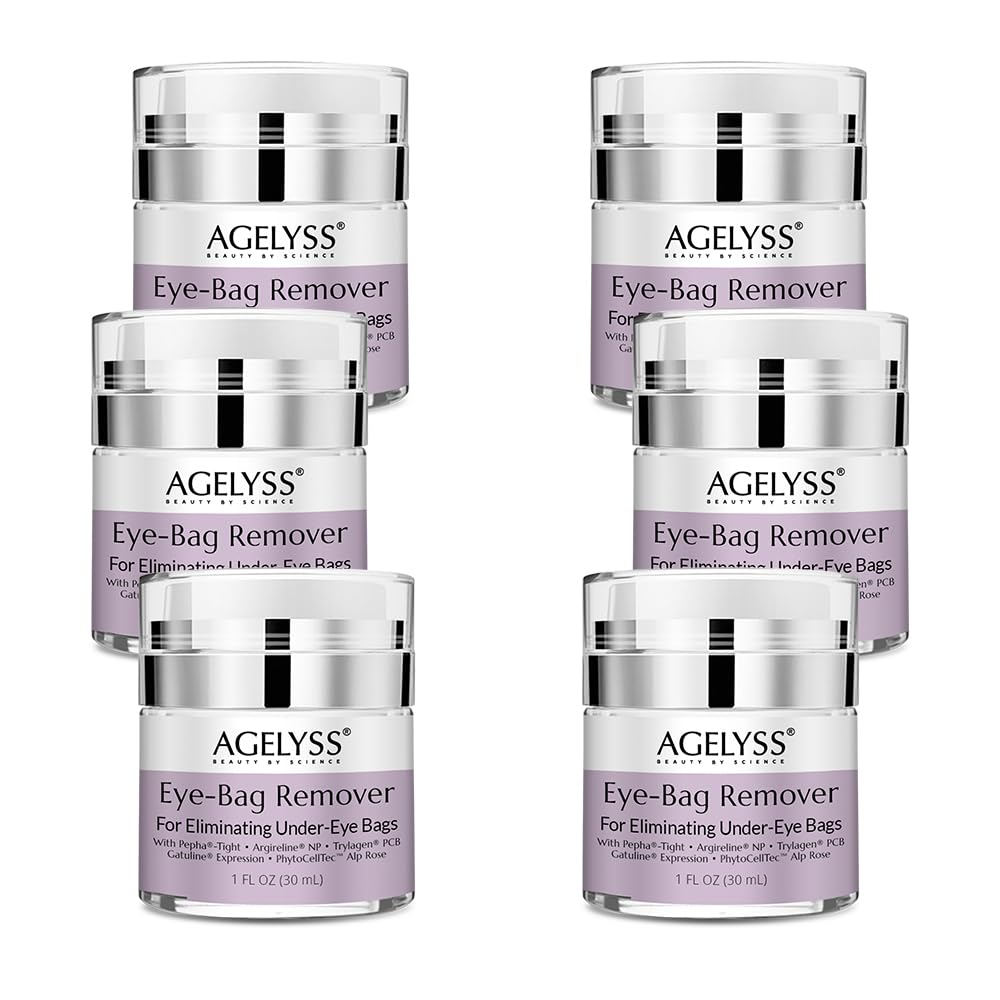 Agelyss Eye-Bag Cream - Deep Hydration - Puffiness, Dark Circles, and Wrinkles - Paraben-Free, Cruelty-Free, Vegan - Pack of 6