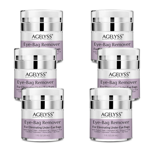 Agelyss Eye-Bag Cream - Deep Hydration - Puffiness, Dark Circles, and Wrinkles - Paraben-Free, Cruelty-Free, Vegan - Pack of 6