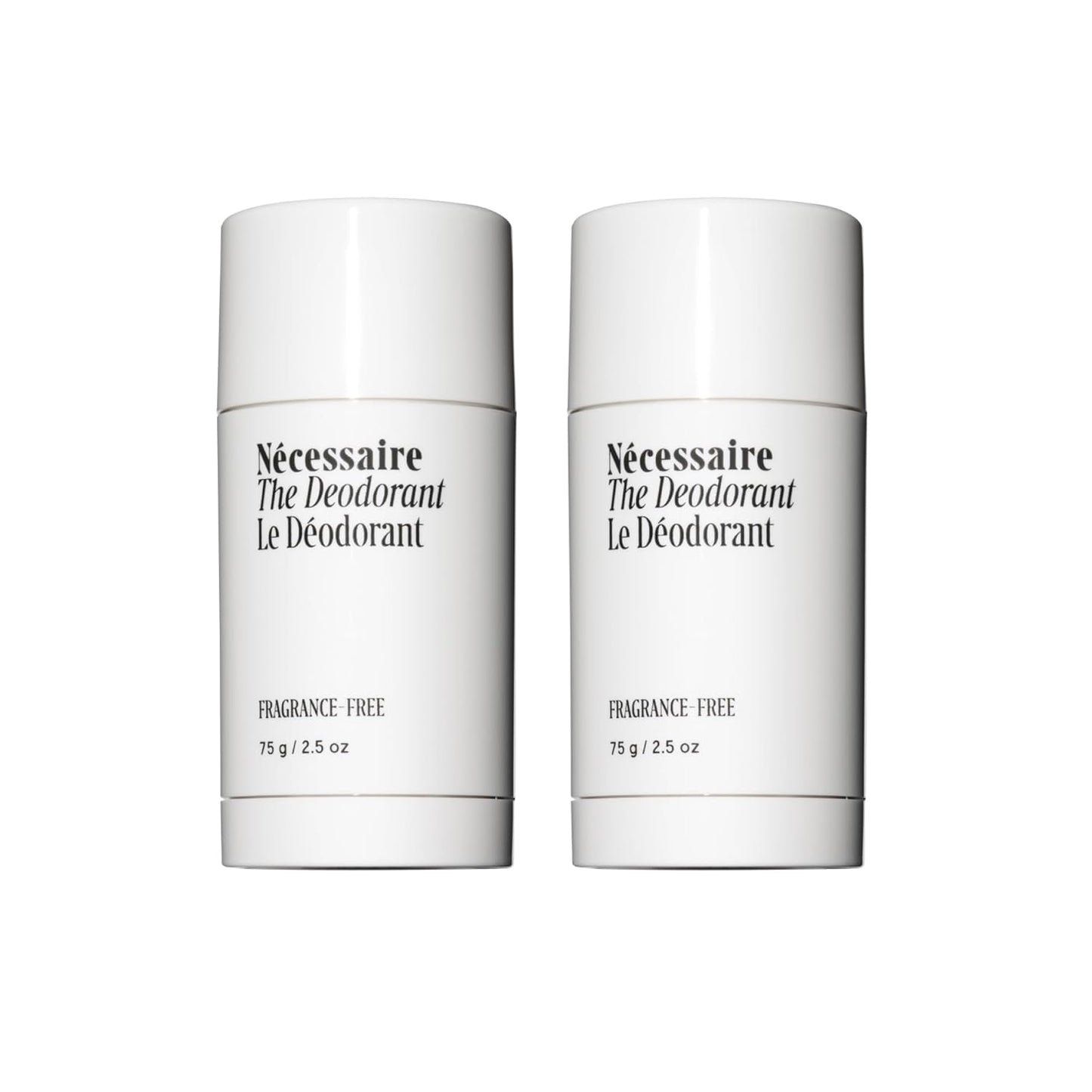Nécessaire The Deodorant Fragrance-Free | Natural Aluminum Free Deodorant For Women & Men. Extra Strength Treatment with Mandelic Acid. Free of Baking Soda, Ozokerite & Parabens (2x 75 g/2.5 oz)