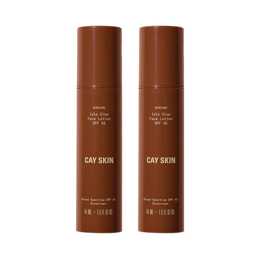 Cay Skin Isle Glow Face Moisturizer SPF 45 – Illuminating Moisturizer, Broad Spectrum Sunscreen + Makeup Primer – Lightweight, Pearlescent Formula with Radiant Finish for All Skin Types – 2-Pk, 1.5 oz