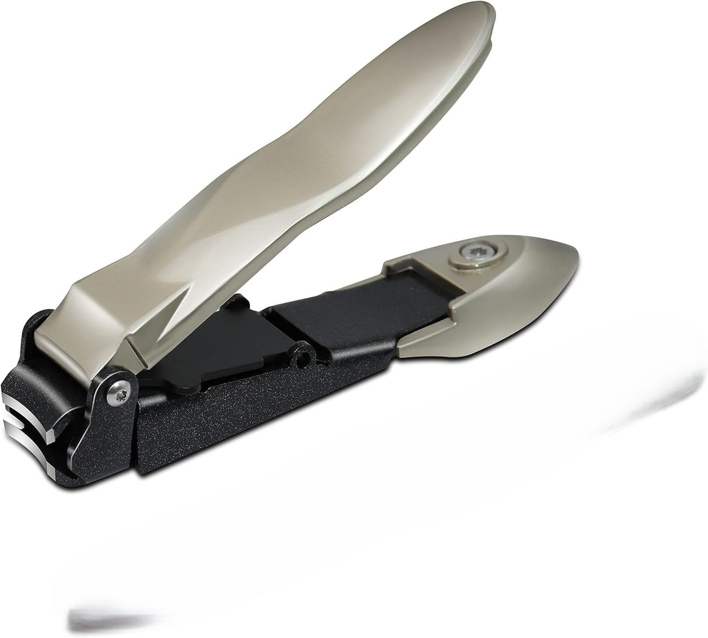 Premium Quality Large Sharp Heavy Duty biomimetic Stainless Steel Anti-Splash Self-Collecting Anti Splash Nail Clippers Set with Catcher and Nano Glass Nail File (Champagne, 2 Pieces Set)