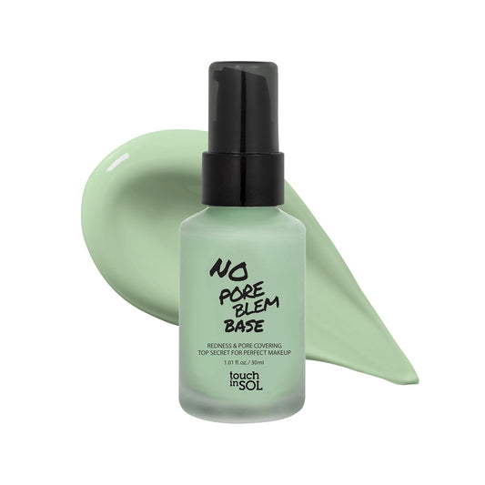 TOUCH IN SOL Redness Correcting Base Primer 1.01 fl.oz. - Pore Minimizing Green Toned Makeup Base - Tone Neutralizing before Foundation - Minimize Rosacea, Redness - No Pore Blem Primer Base