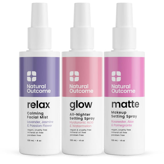 natural outcome Face Mist Trio Collection – Hydrating Facial Mist Spray for Glowing Skin – Rosewater, Lavender & Hyaluronic Acid – Makeup Setting & Refreshing Face Spray Mist