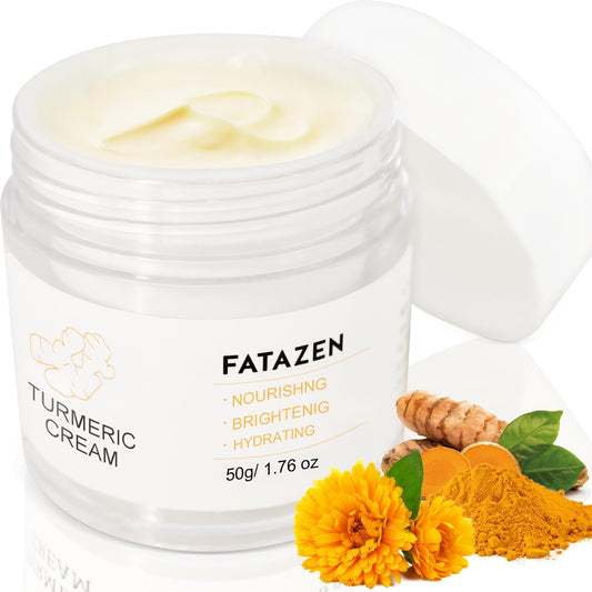 Turmeric Face Cream with Hyaluronic Acid & Aloe Vera for Acne-Prone Skin, Non-Comedogenic Daily Brightening Turmeric Moisturizer, Tea Tree Cream Calming Redness & Balancing Oily Sensitive Skin