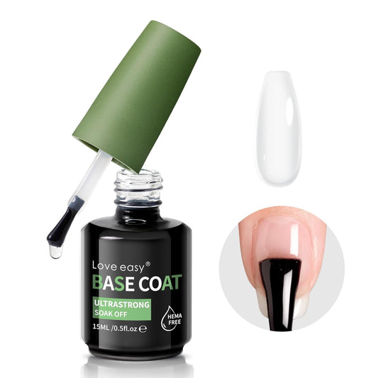 Base Coat Gel Polish for Nails, Clear Crystal Strengthen Apex Building Enhance Reinforce, Long Lasting 28+ Days, Safe Formula Protect Uneven Thin Damaged Weak Nail（U V Nail Lamp Needed）