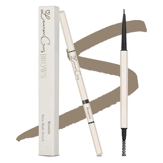 Eyebrow Pencil Make Up for Women - Long-lasting and Waterproof Eyebrow Pencil by Lauren Cruz - Dual-Ended Eyebrow Pen with Micro-tip and Spoolie -Fuller Look Brow Pencil - Brunette