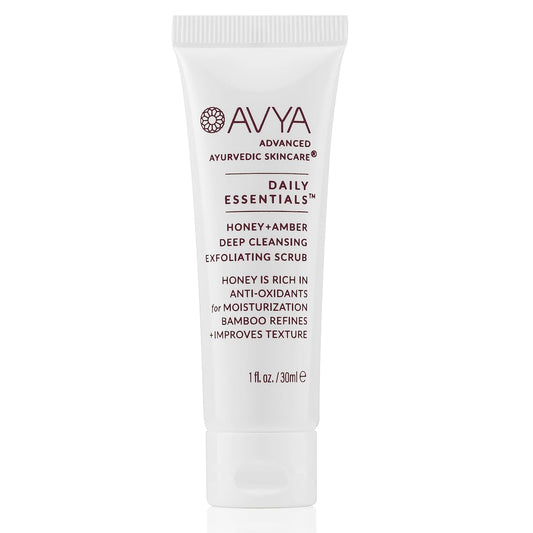 AVYA Honey + Amber Exfoliating Scrub (Travel Size - 1 fl oz) - Deep Cleansing with Honey's Antioxidant Power and Bamboo for Refined Texture and Intense Moisturization