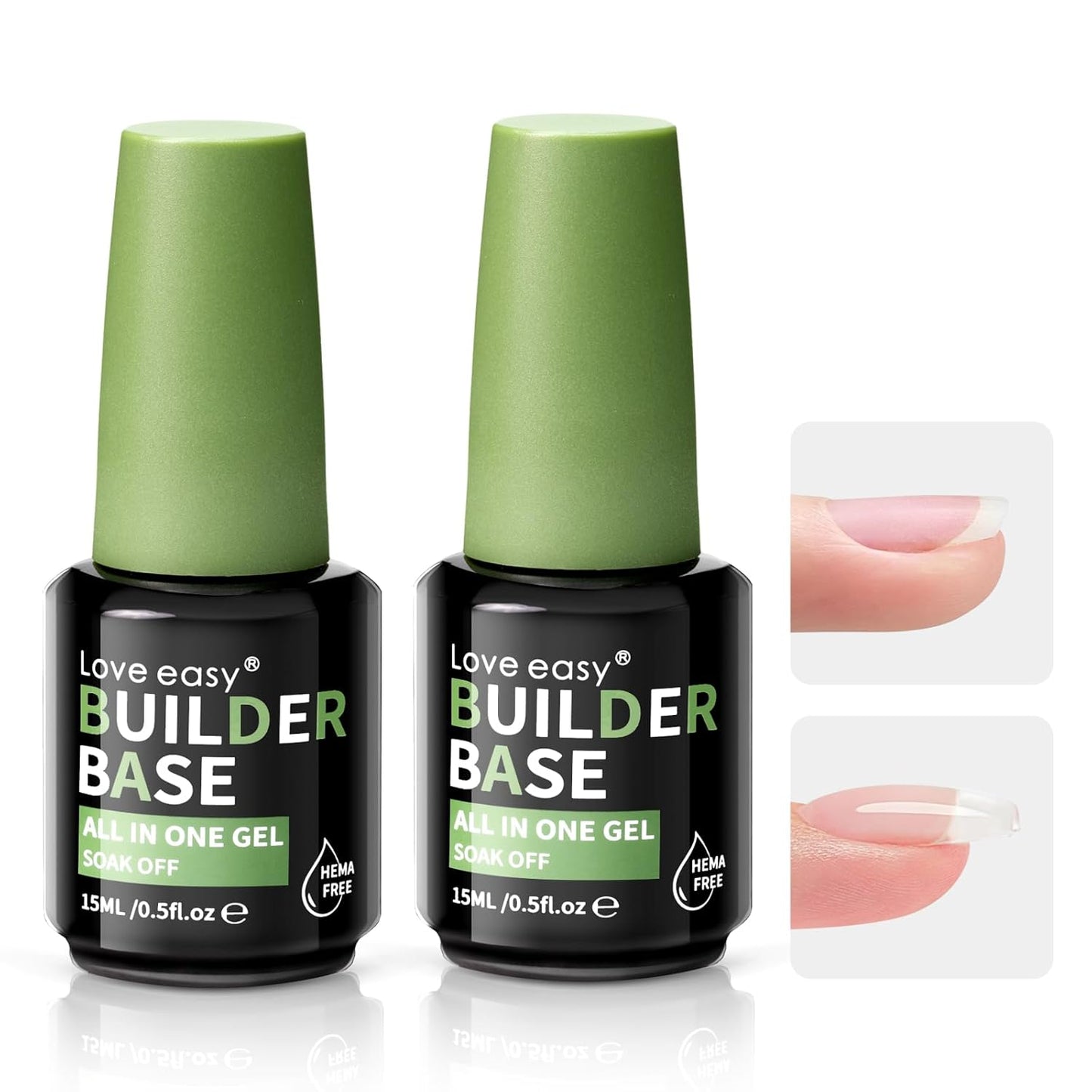 6-in-1 Builder Base Coat Set for Nails, 2 Pack Crystal Clear Soft Gel Polish Strengthening Building Apex Extension Thickening Enhancement for Home DIY Beginner Salon Manicure(U V Curing)