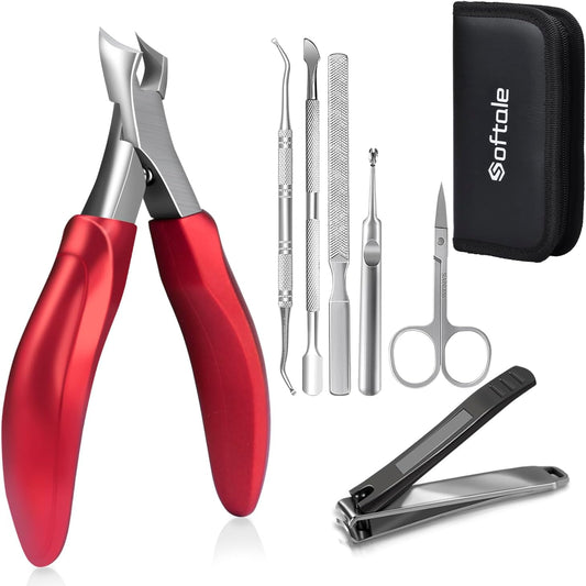 Professional Nail Clippers for Thick Nail, 7 in 1 Set Super Sharp Podiatrist Toenail Clippers, Stainless Steel Ingrown Toenail Pedicure Clipper Cutters for Manicure, Men, Women, Seniors