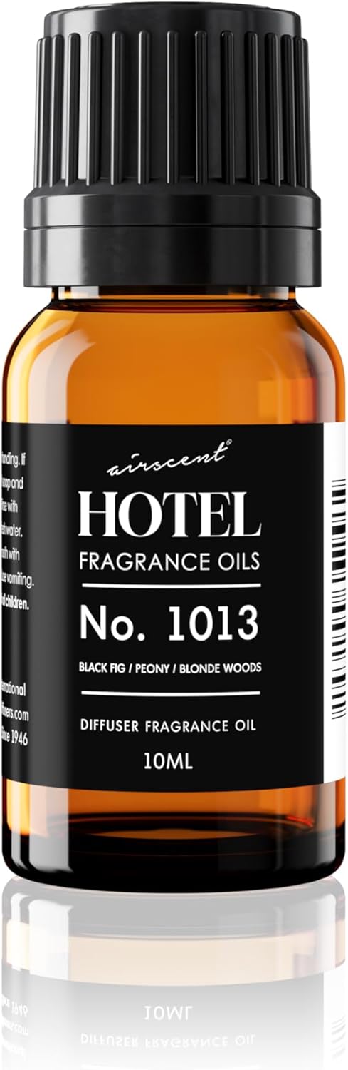 AirScent Hotel Diffuser Oil No. 1013 - Black Fig Peony Blonde Woods - Hotel Scent Dupe - Premium Fragrance Oil for Ultrasonic and Waterless Diffusers and Crafting - 10 mL, .34 fl oz Glass Bottle