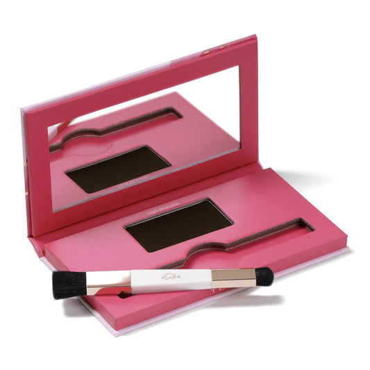 eSalon Root Touch Up + Brow Powder, Conceal & Cover (Dark Brunette) - Hairline Powder for Women - Scalp Concealer & Filler for Thinning & Gray Hair Coverage - Creates Thicker & Fuller-Looking Hair