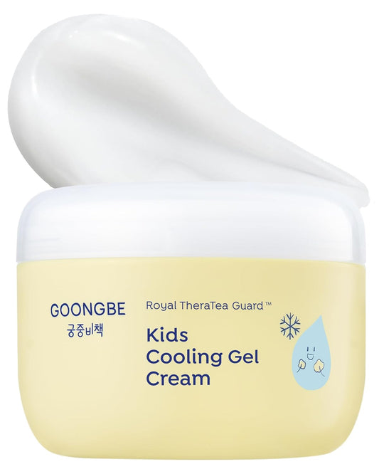 GOONGBE Kids' Cooling Gel Cream - Korean Kids Daily Quick Soothing and Cooling Moisturizer for Face and Body - Fresh Gel for Heated Skin with Cica and Allantoin - Allergen Free Scent, 3.38oz.