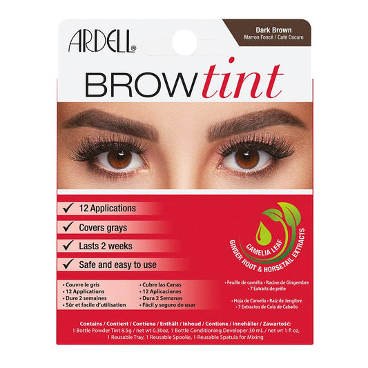 Ardell Brow Tint Kit Dark Brown - Semi-Permanent Eyebrow Dye, Long-Lasting Brow Color with Natural Extracts, Complete Eyebrow Tint Set, 1 Pack