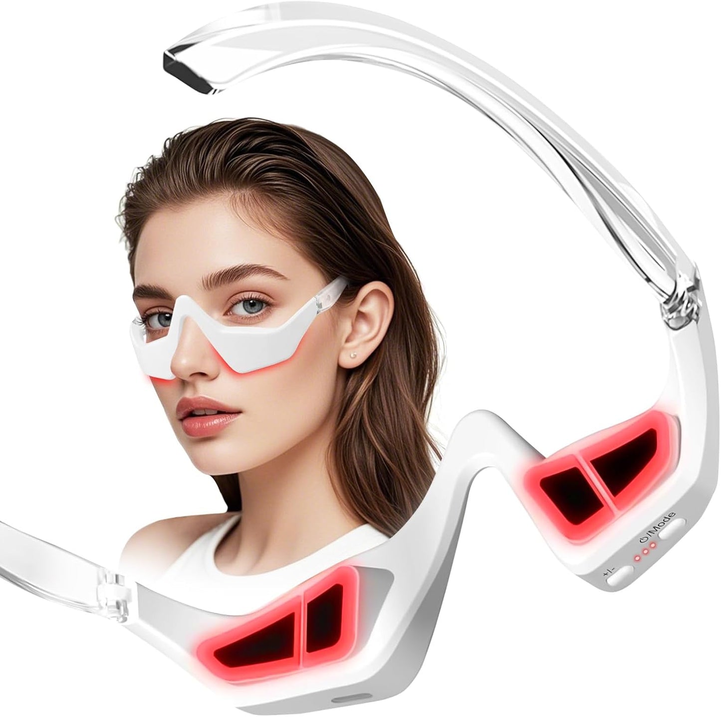 Under Eye Red Light Therapy Device 4 Modes, Microcurrent Red Light Therapy for Eyes Massage for Smoother Fine Lines, Puffiness & Dark Circles