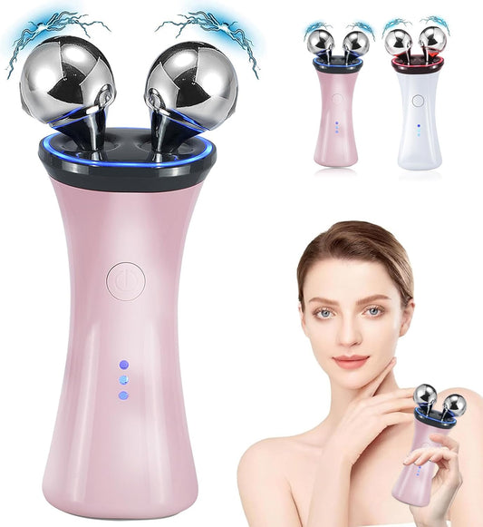 Microcurrent Facial Device, Face Massager Electric Face Lifting, Microcurrent Facial Device for Face and Neck, Best Present for Mother and Companion, Handheld Skin Care Face Toning Device(Pink)