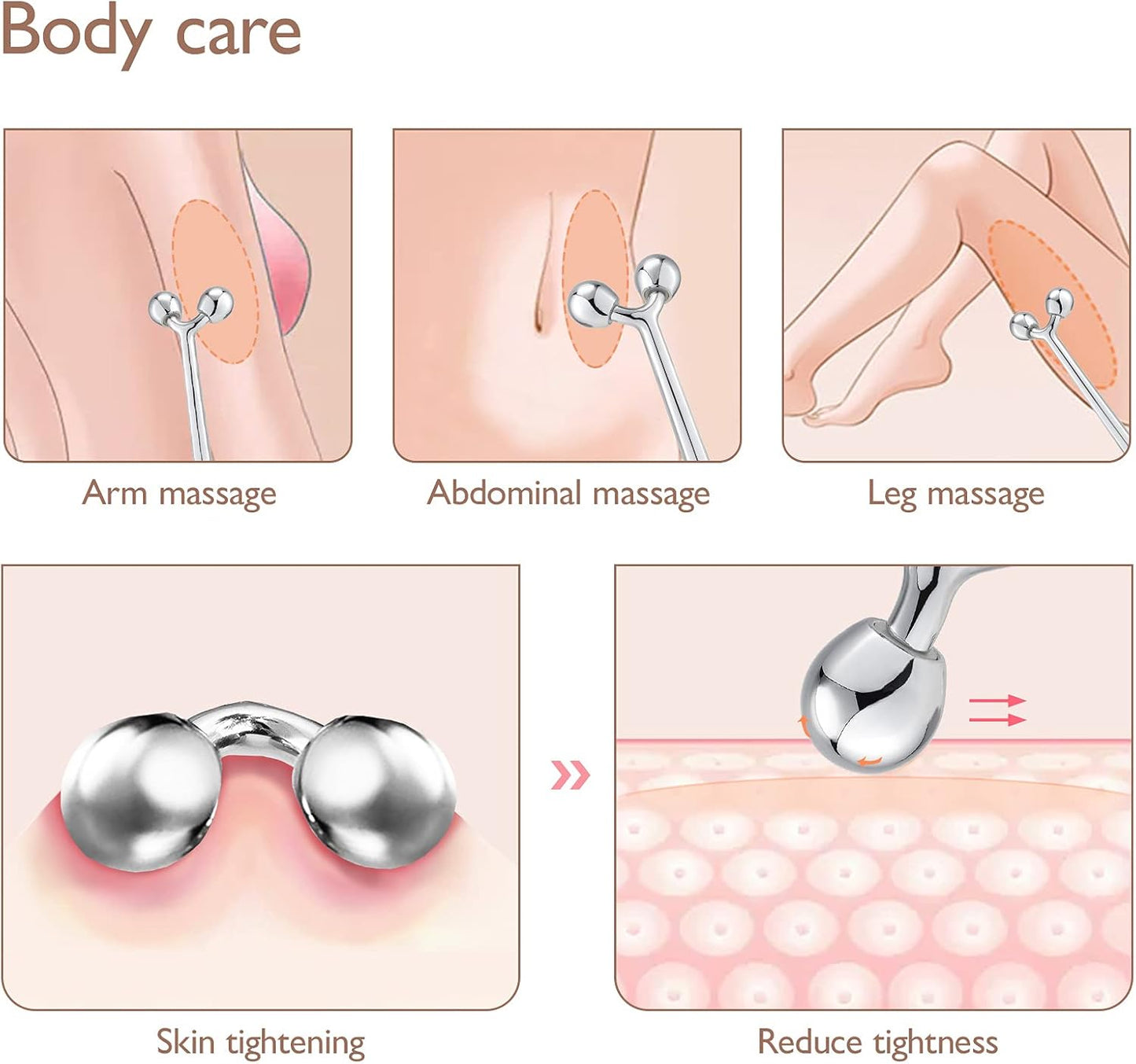 Tekson Facial Roller Massager, 3D Metal face Massage GuaSha Tool for Eye Reduce Puffiness, Face Lift, Anti-Aging, Skin Tightening